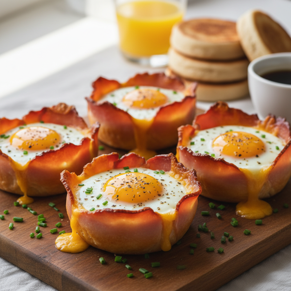 Crispy Ham, Egg & Cheese Breakfast Cups recipe