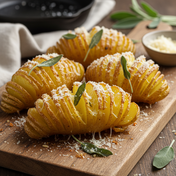 Crispy Hasselback Potatoes with Sage and Parmesan recipe