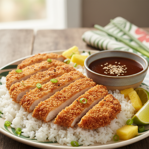 Crispy Hawaiian Chicken Katsu with Homemade Tonkatsu Sauce recipe