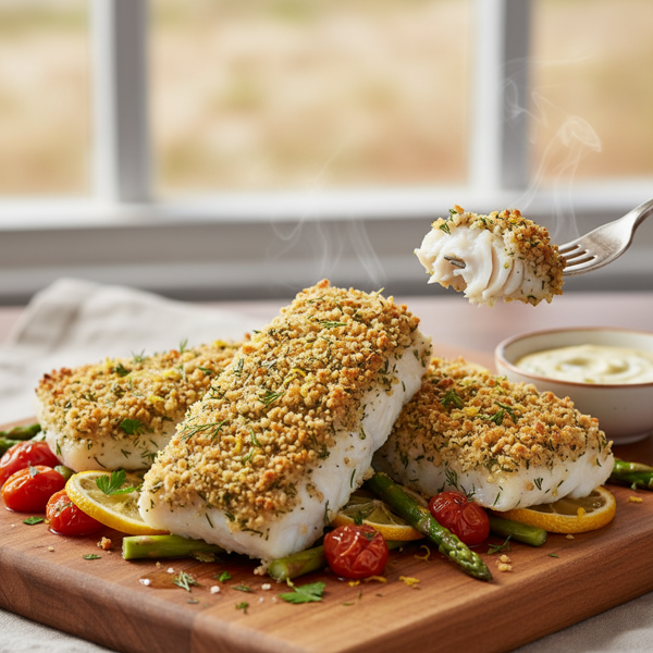 Crispy Herb-Crusted Baked Fish recipe