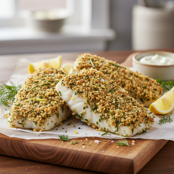Crispy Herb-Crusted Baked Fish Fillets recipe