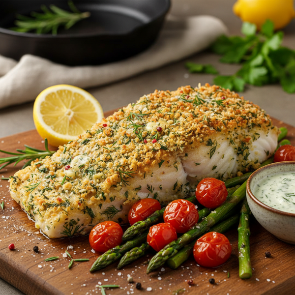 Crispy Herb-Crusted Oven-Baked Cod recipe