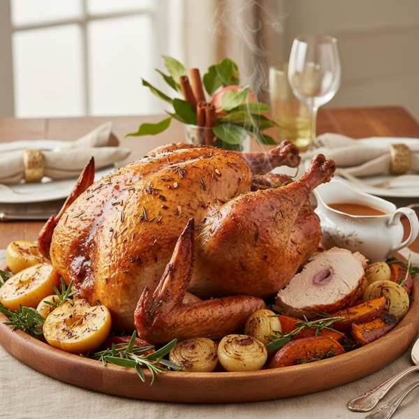 Crispy Herb-Infused Apple Tea Brined Turkey recipe