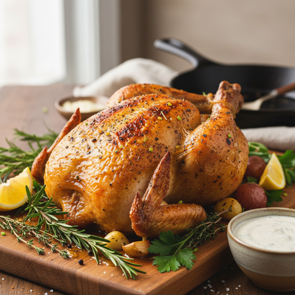 Crispy Herb-Infused Ranch Roast Chicken recipe