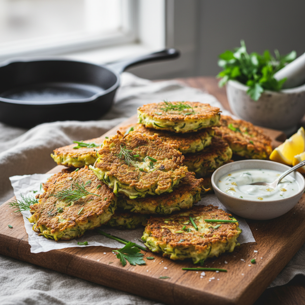 Crispy Herb-Infused Zucchini Fritters recipe