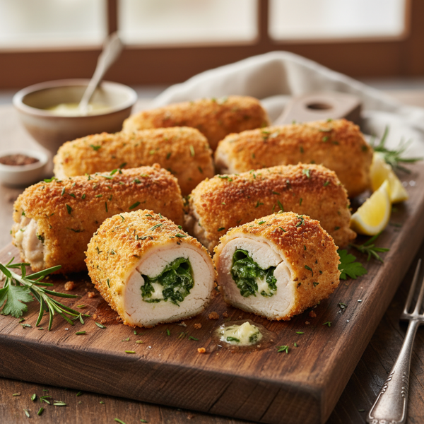 Crispy Herb-Stuffed Chicken Rolls recipe