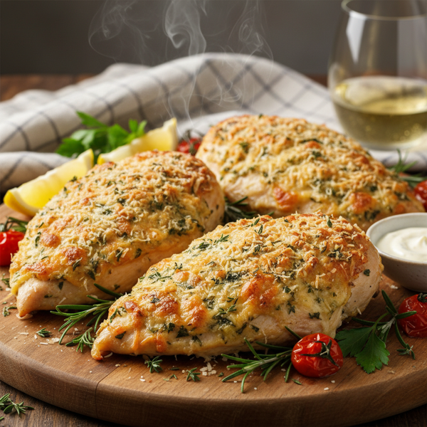 Crispy Herb & Cheese-Crusted Chicken Breasts recipe