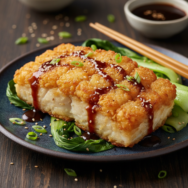 Crispy Hoisin-Glazed Halibut with Tater Tot Crust recipe