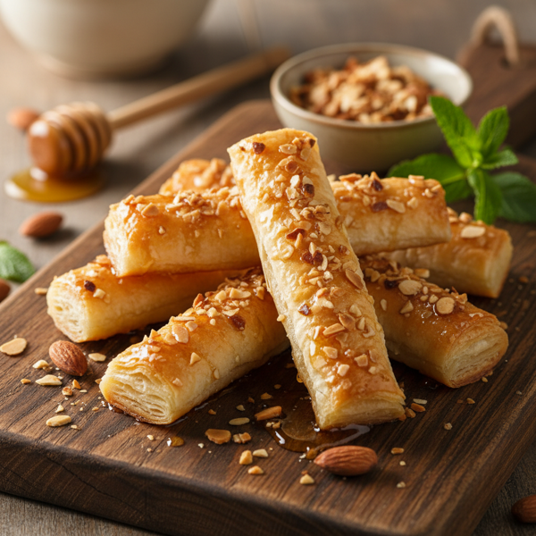 Crispy Honey Almond Phyllo Fingers recipe
