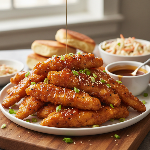 Crispy Honey BBQ Chicken Strips recipe