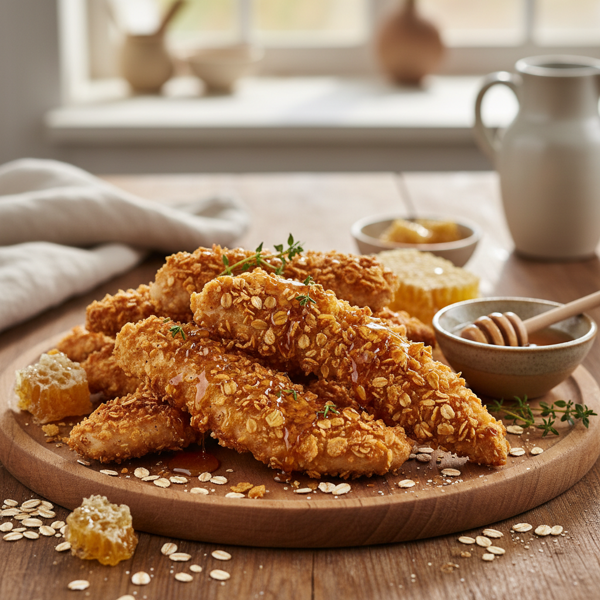 Crispy Honey Oat Chicken Strips recipe