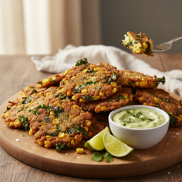 Crispy Kale and Corn Fritters recipe