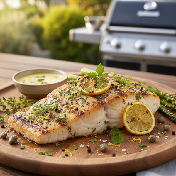 Crispy Lemon-Herb Grilled Halibut recipe