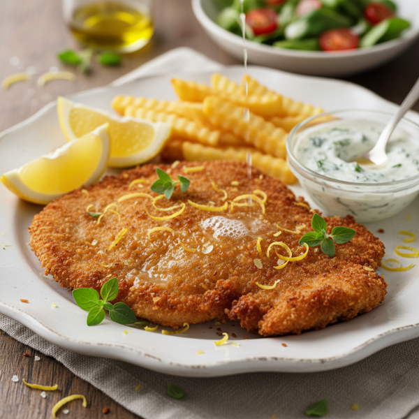 Crispy Lemon-Oregano Pork Schnitzel recipe