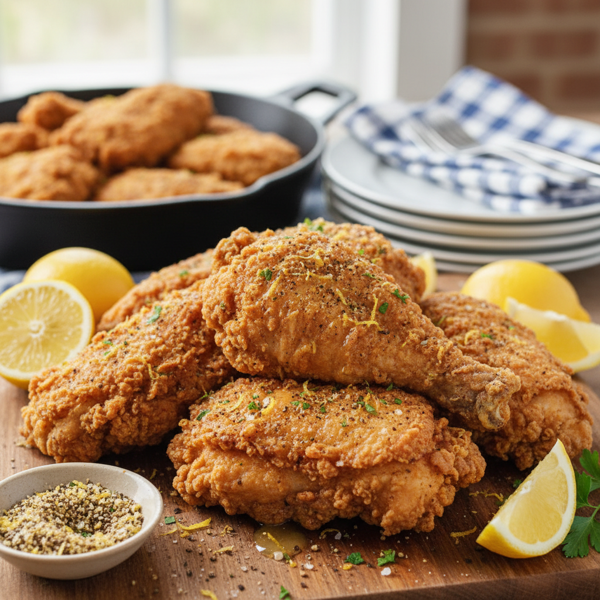 Crispy Lemon Pepper Fried Chicken recipe