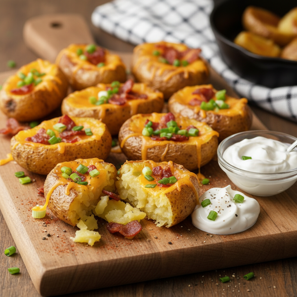 Crispy Loaded Baked Potato Skins recipe
