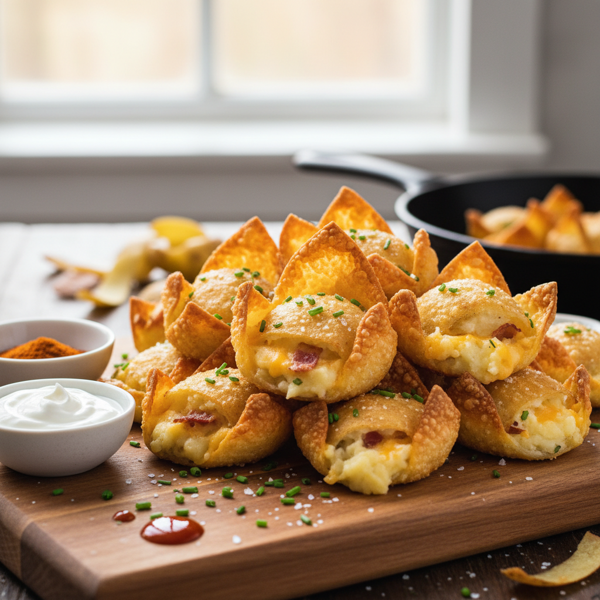Crispy Loaded Potato Wontons recipe