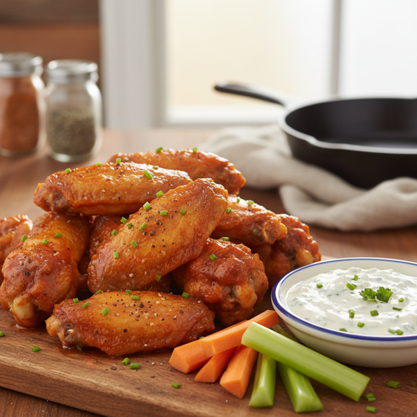 Crispy Low-Fat Buffalo Chicken Wings with Blue Cheese Dip recipe