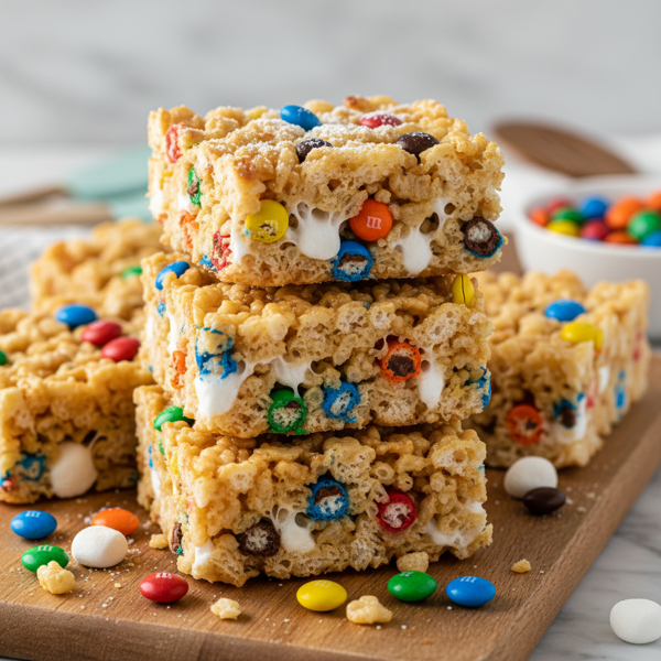 Crispy M&M Marshmallow Treats recipe