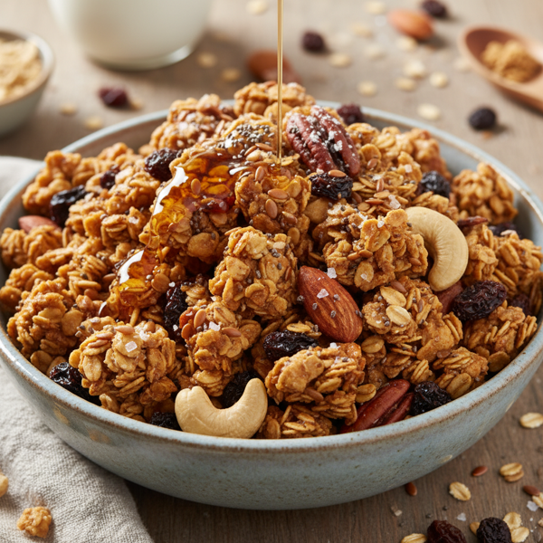 Crispy Maple-Raisin Nut Granola recipe