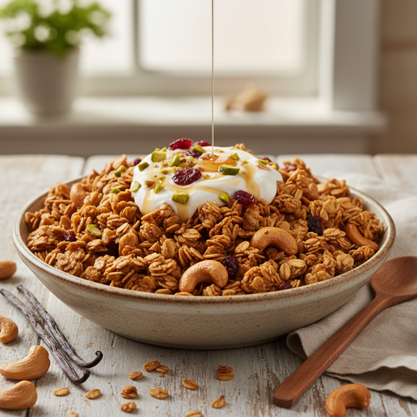 Crispy Maple Vanilla Cashew Granola Delight recipe