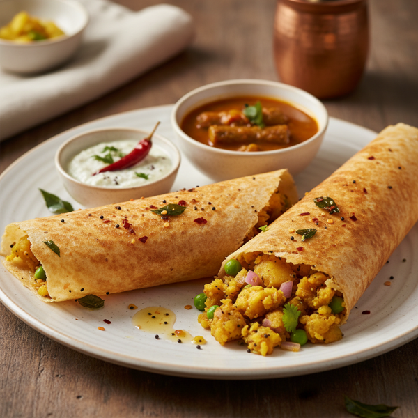 Crispy Masala Dosa with Spiced Potato Filling recipe