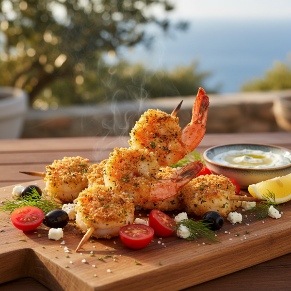 Crispy Mediterranean Shrimp Skewers recipe