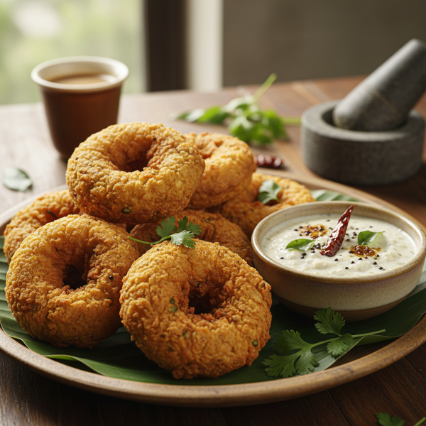 Crispy Medu Vadas with Coconut Chutney recipe