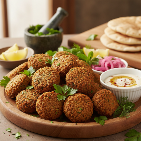 Crispy Middle Eastern Falafel with Herb Medley recipe