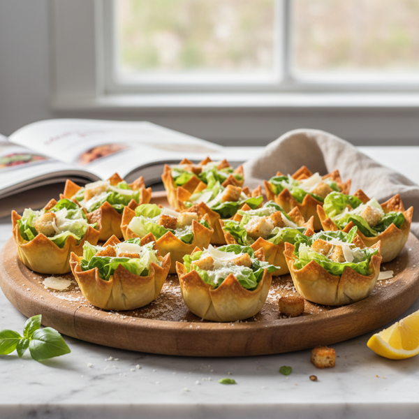 Crispy Mini Caesar Salad Cups recipe
