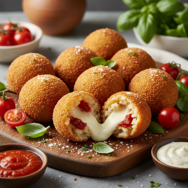 Crispy Mozzarella-Stuffed Tomato Arancini recipe