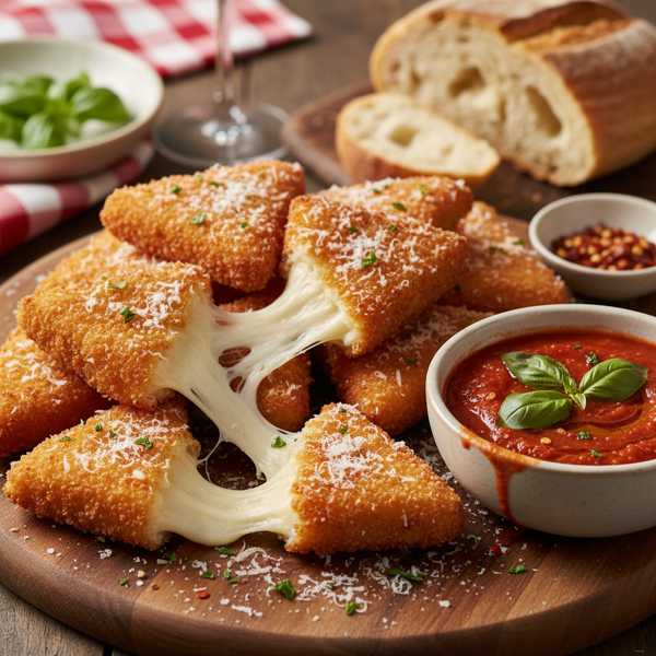 Crispy Mozzarella Triangles with Italian Dipping Sauce recipe