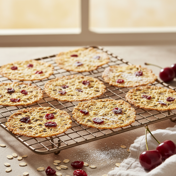 Crispy Oatmeal Cherry Lace Cookies recipe