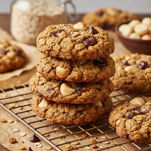 Crispy Oatmeal Macadamia Chocolate Chip Cookies recipe