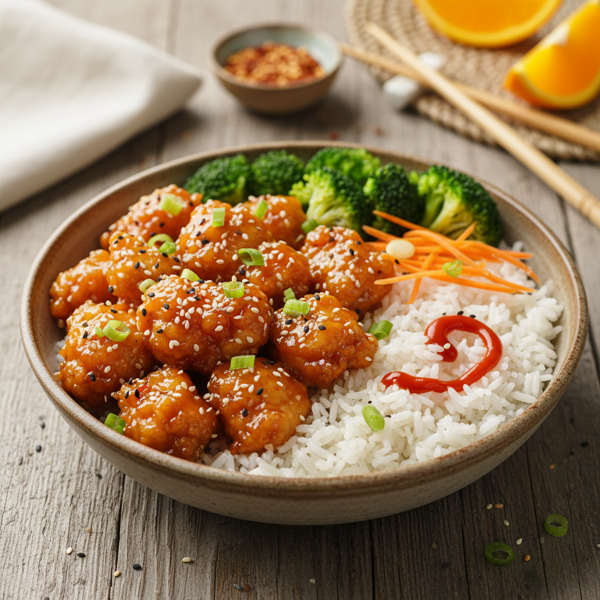 Crispy Orange Chicken Rice Bowl recipe