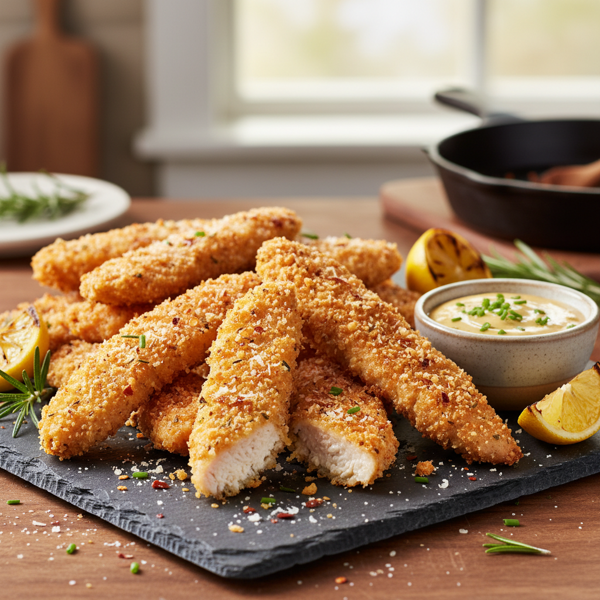 Crispy Oven-Baked Parmesan Chicken Strips recipe