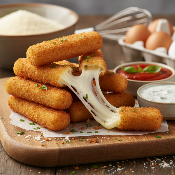 Crispy Panko-Crusted Mozzarella Sticks recipe