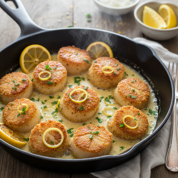 Crispy Panko Scallops with Lemon Butter recipe