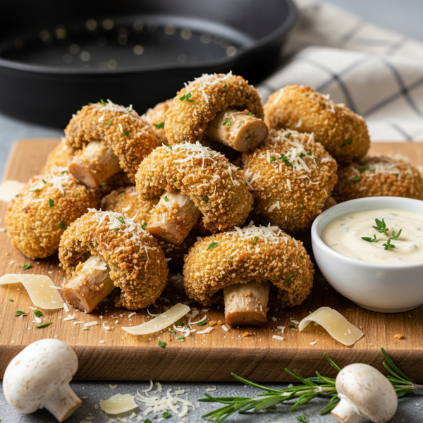 Crispy Parmesan-Infused Fried Mushrooms recipe