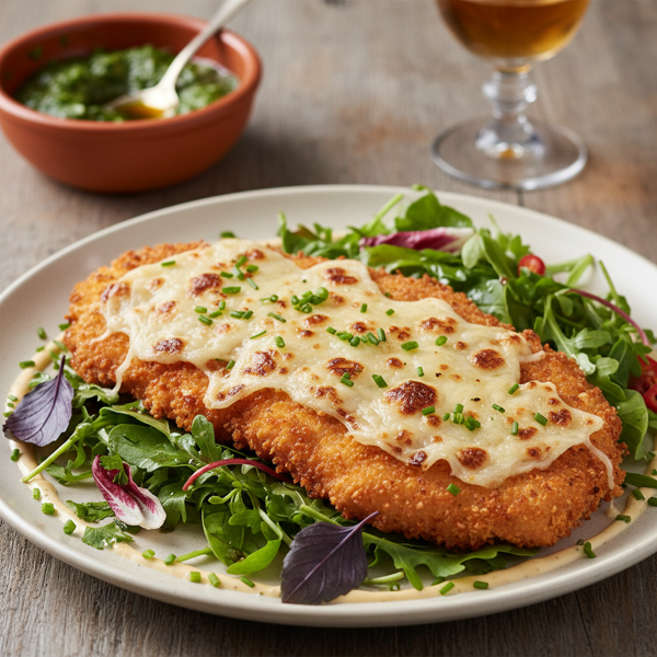 Crispy Parmesan Chicken over Argentinian Greens recipe