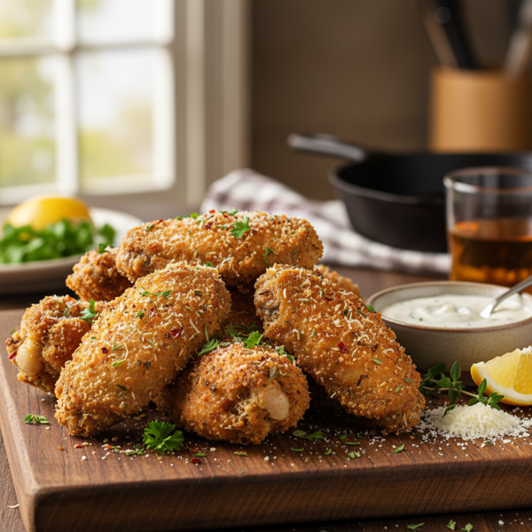Crispy Parmesan Herb Chicken Wings recipe