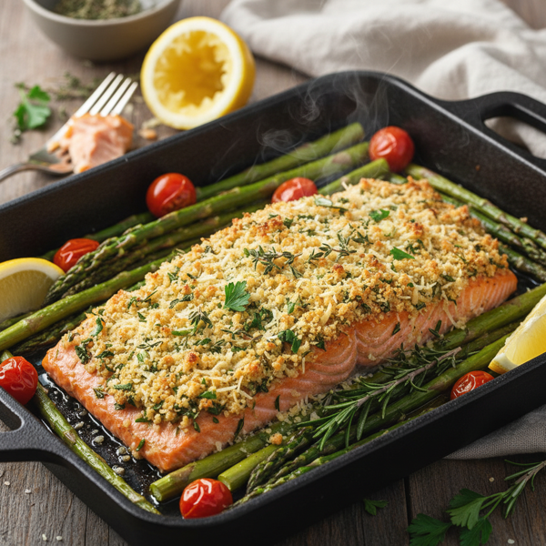 Crispy Parmesan Herb Salmon Bake recipe