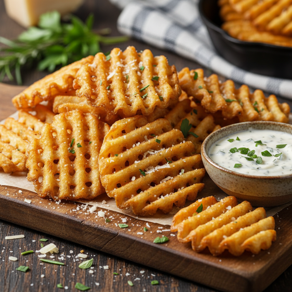 Crispy Parmesan Herb Waffle Fries recipe