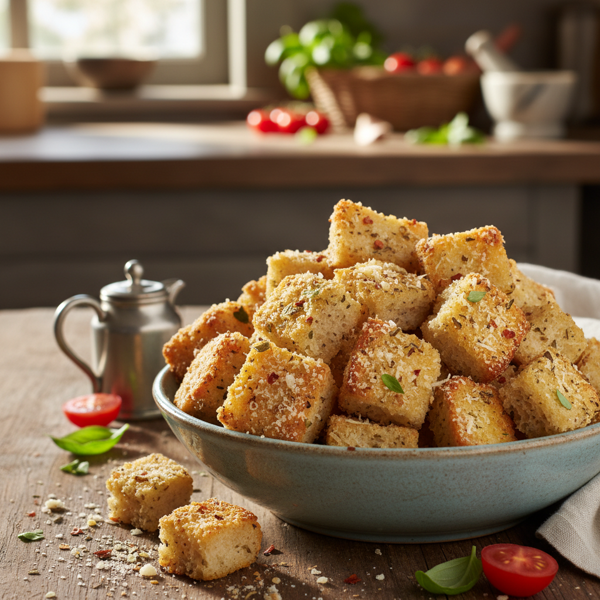 Crispy Parmesan Panzanella Croutons recipe