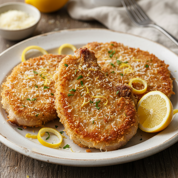 Crispy Parmesan Pork Chops with Lemon Zest recipe