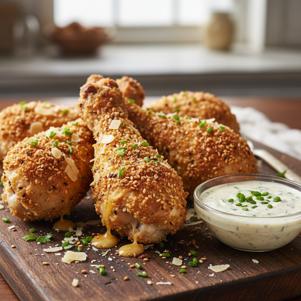 Crispy Parmesan Sesame Chicken Drumsticks recipe