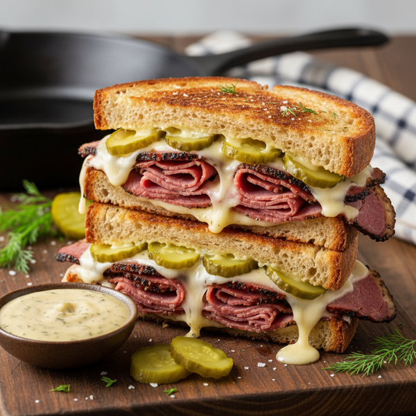 Crispy Pastrami & Dill Pickle Melt recipe