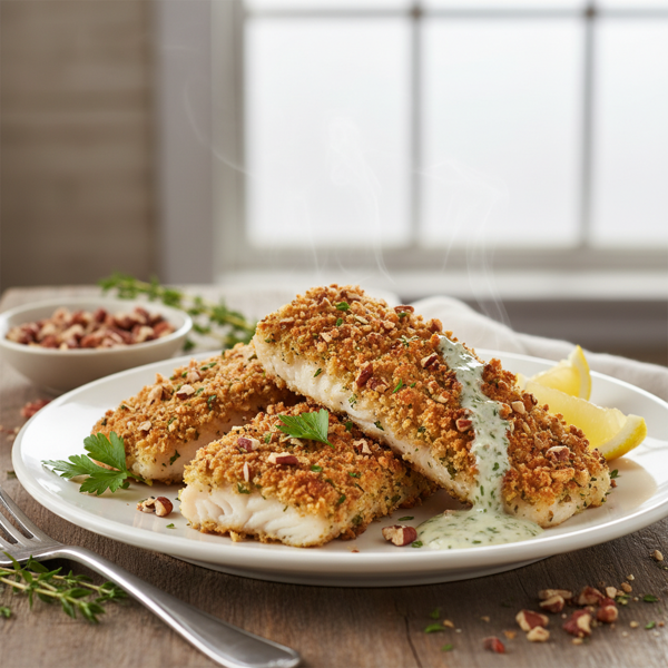 Crispy Pecan-Crusted Fish Fillets recipe