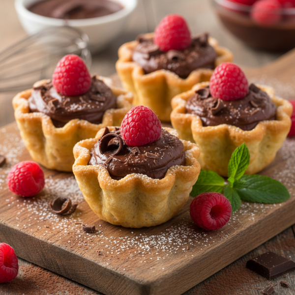 Crispy Pizzelle Dessert Cups with Chocolate Mousse recipe