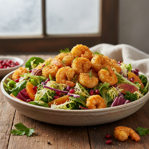 Crispy Popcorn Shrimp Winter Salad recipe